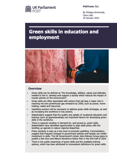 Green skills for education and employment