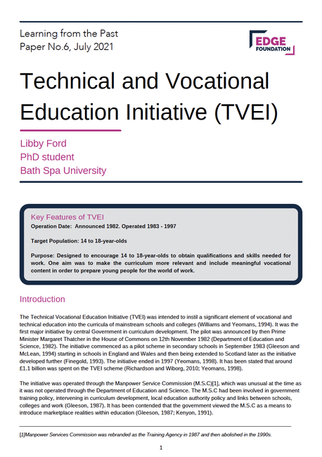 Technical and Vocational Education Initiative (TVEI)