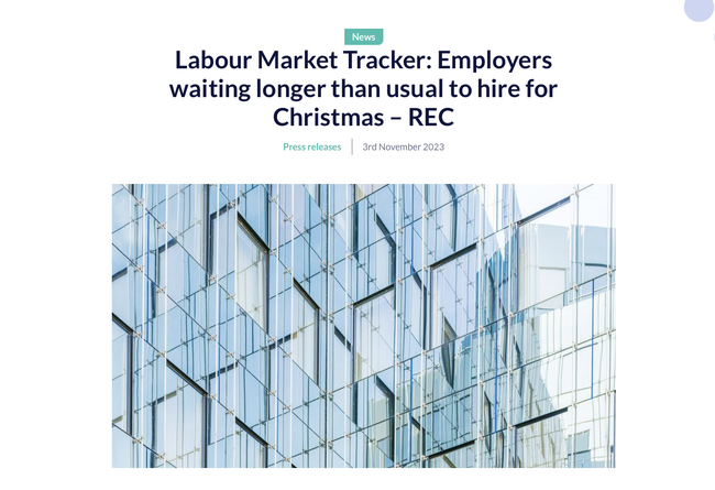 Labour Market Tracker: Employers waiting longer than usual to hire for Christmas