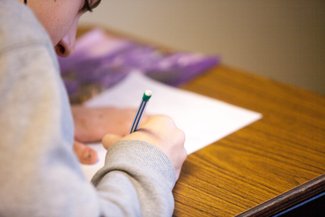 Young person taking a test