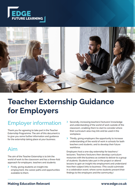 Teacher exernships guidance for employers - Cover