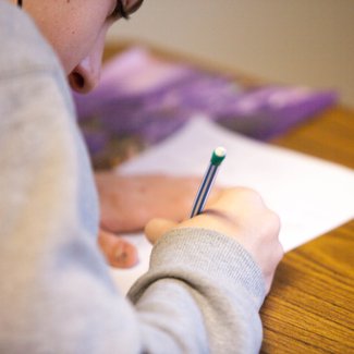 Young person taking a test